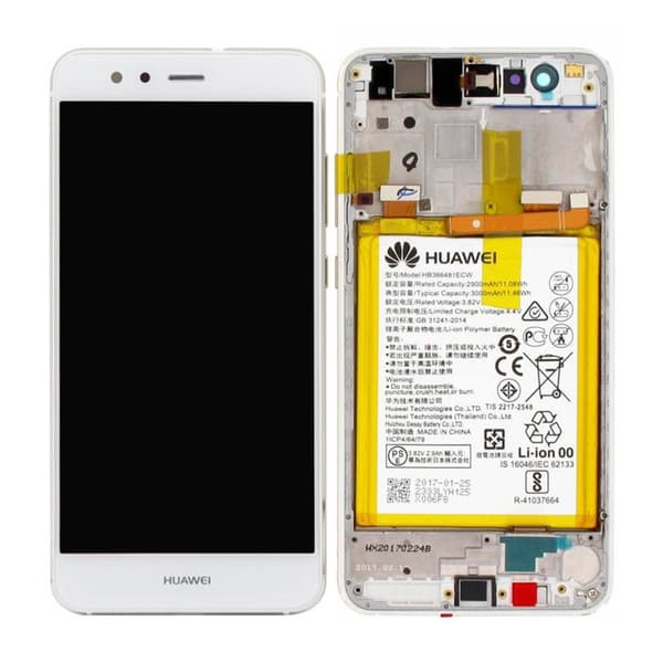 Huawei P10 Lite Display Skärm med LCD Display med Batteri Original - Vit