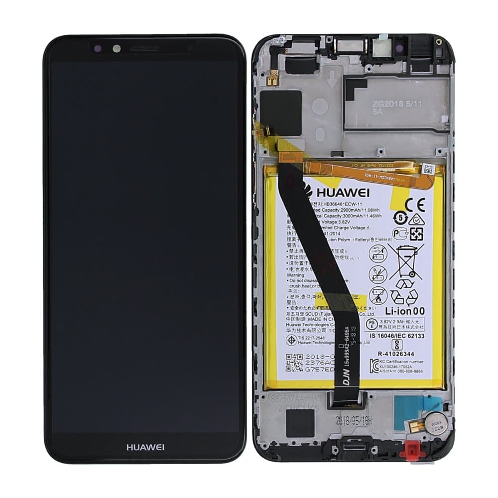 Huawei Y6 2018 Skärm/Display med Batteri Original - Svart
