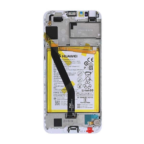 Huawei Y6 2018 Skärm med LCD Display med Batteri Original - Vit