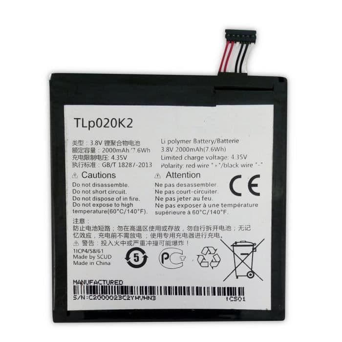 BATTERI ALCATEL TLP020K2 - ALCATEL IDOL 3 (4,7'') / OT 6039H / 6039Y/6039K) - (2000mAh)