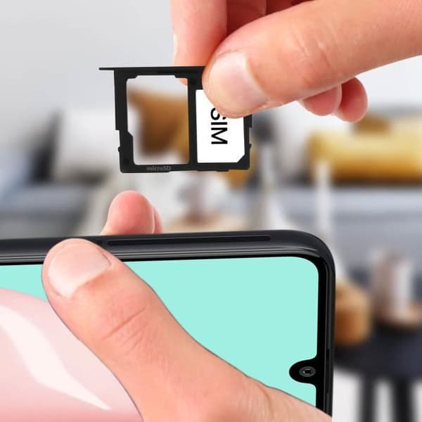 Samsung Galaxy A41 Kortfack 2x Nano SIM och Micro SD Ersättning Svart Svart