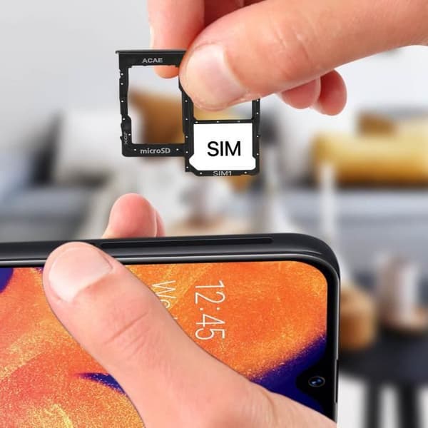 Samsung Galaxy A10e kortfack 2x Nano SIM och Micro SD ersättning Svart Svart