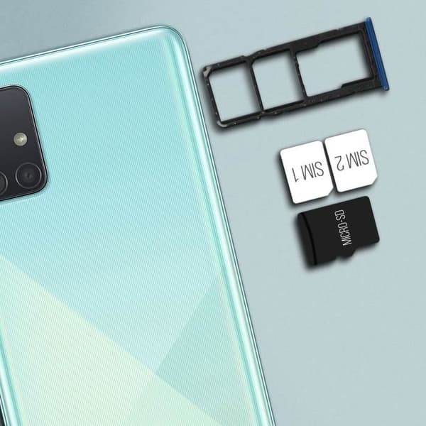 Kortfack - Samsung - Galaxy A51 - 2x Nano SIM - Micro SD - Blå