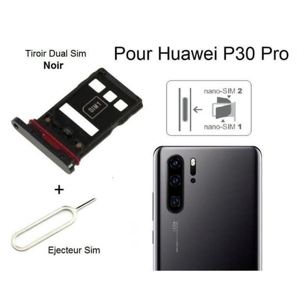 Tiroir för SIM-kort och Nano-minne - Huawei - P30 Pro - Enkel installation - Svart - 10g