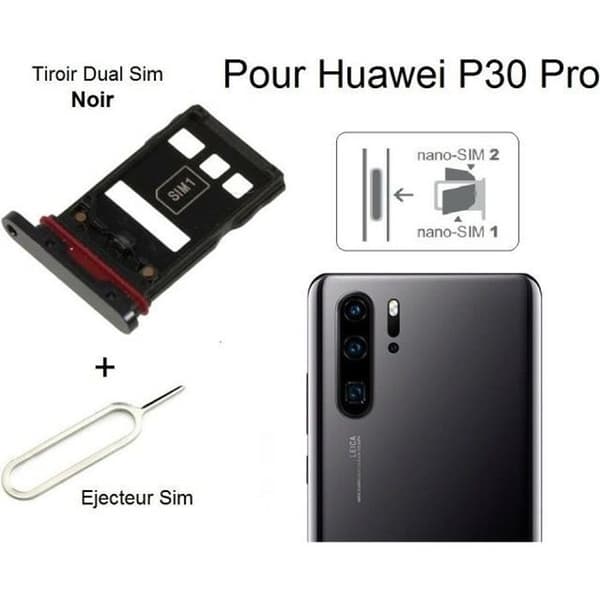 Tiroir för SIM-kort och Nano-minne - Huawei - P30 Pro - Enkel installation - Svart - 10g