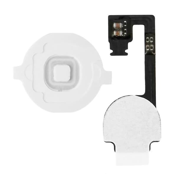 Hemknapp - AVIZAR - iPhone 4 - Vit - Anslutningskabel inkluderad - Enkel att byta ut