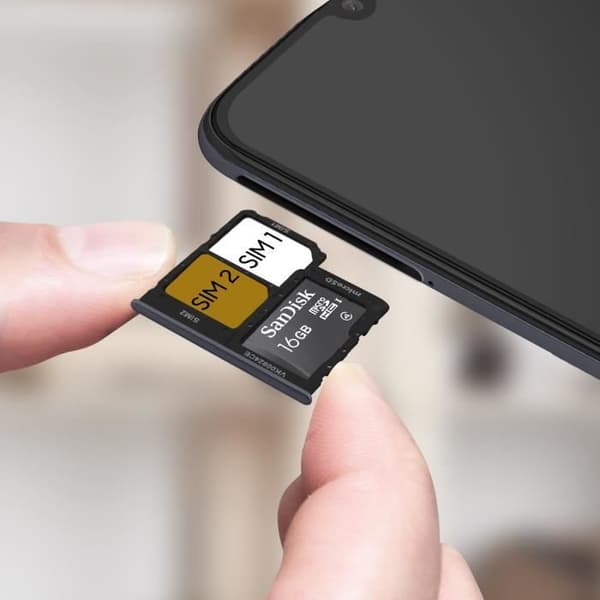 SIM-kortfack - Samsung - Galaxy A40 - Svart - 2 nano SIM-kortplatser - Micro-SD-kortplats