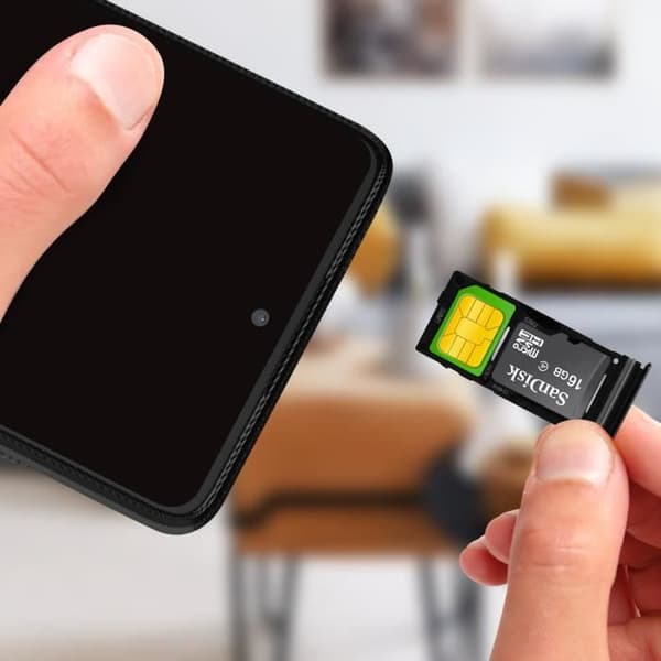 SIM-kortsfack - Samsung - Galaxy A52/A72 - Svart - 1x Nano SIM - 1x Micro SD