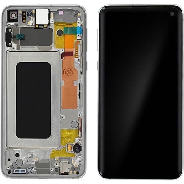 Samsung Galaxy S10e LCD-skärmblockskärm med original Touch White Prisma
