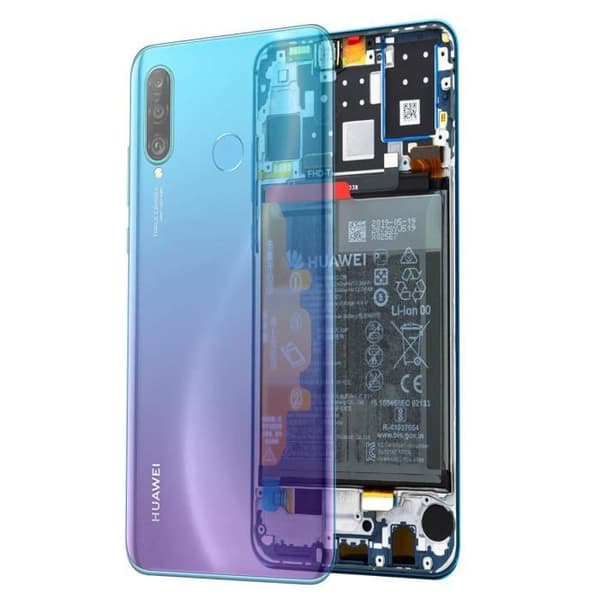 Komplett Block Huawei P30 Lite LCD Touch Screen Batteri 3340 mAh Original Blå