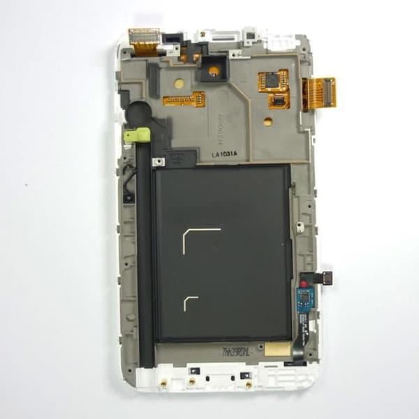 Originalt LCD beröringsskärm på chassi Samsung Galaxy Note N7000 vit