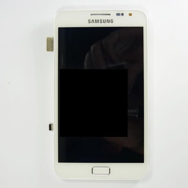 Originalt LCD beröringsskärm på chassi Samsung Galaxy Note N7000 vit