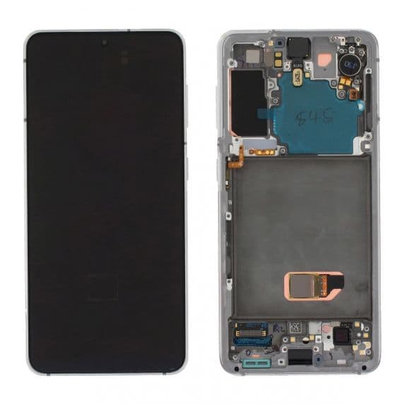 Samsung Galaxy S21 5G Original Skärm med Kamera – Vit