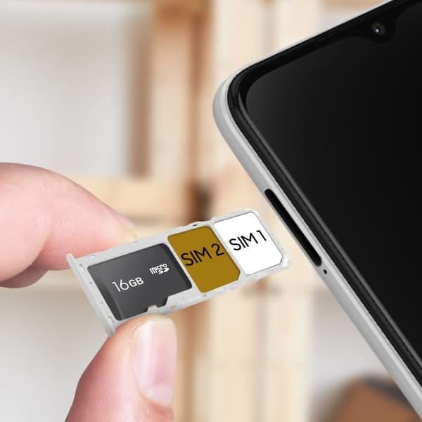 Samsung Galaxy A22 5G Ersättningsfack för SIM-kort - Vit - 2 Nano SIM-kortplatser - Micro-SD-kortplats