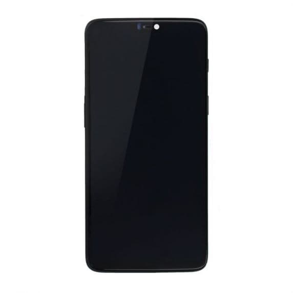 OnePlus 6 Skärm/Display Glas med Ram – Midnatt Svart