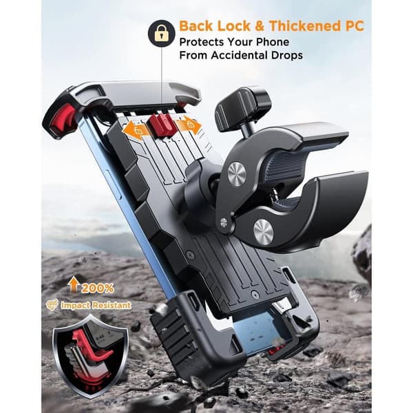 Motorcycle Phone Mount, JOYROOM Bicycle Phone Holder, Universal Mountain/Road Bike Handlebar, Bike Phone Mount, Flexible Adjustable Angle, Anti-Slip S