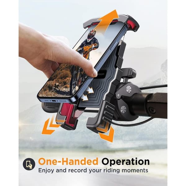 Motorcycle Phone Mount, JOYROOM Bicycle Phone Holder, Universal Mountain/Road Bike Handlebar, Bike Phone Mount, Flexible Adjustable Angle, Anti-Slip S