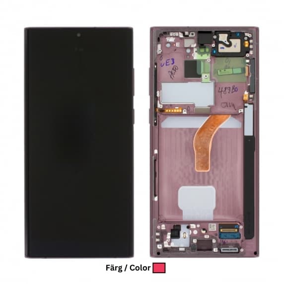 Samsung Galaxy S22 Ultra (S908B) Skärm med Display Original - Burgundy