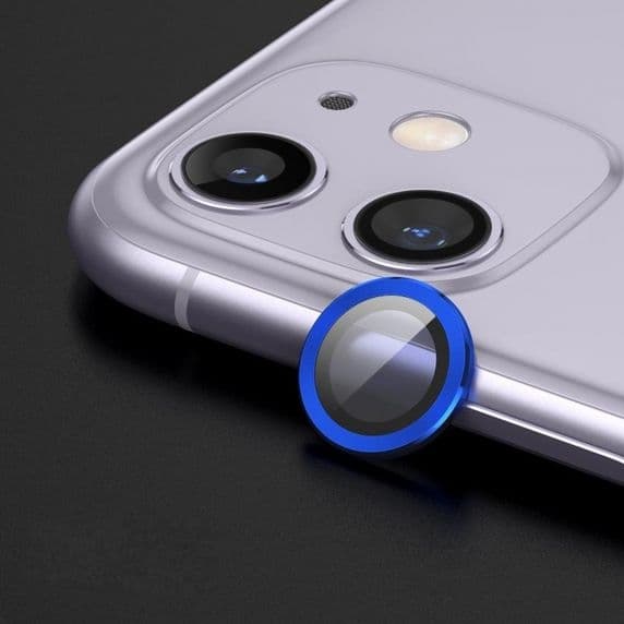 iPhone 12 Lins/Kameraskydd Med Metallram - Blå (2-pack)