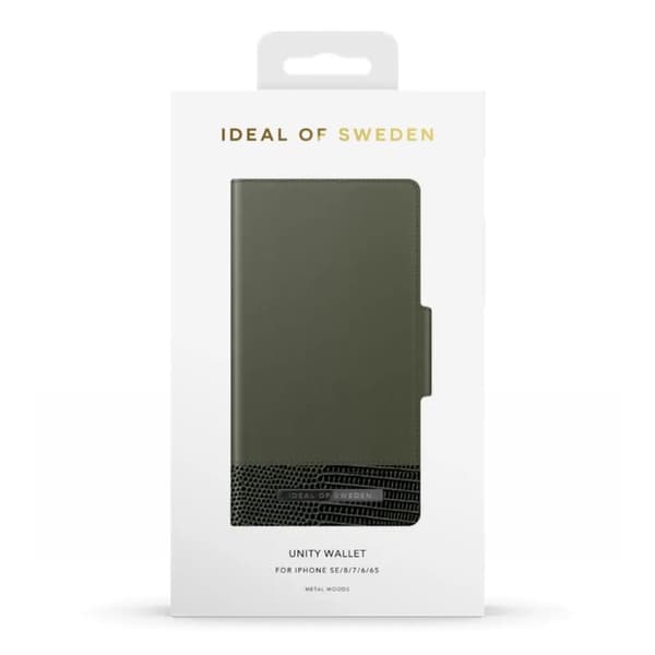 IDEAL OF SWEDEN Unity Wallet Magnetisk mobilplånbok för iPhone 6-8 och SE Metal Woods