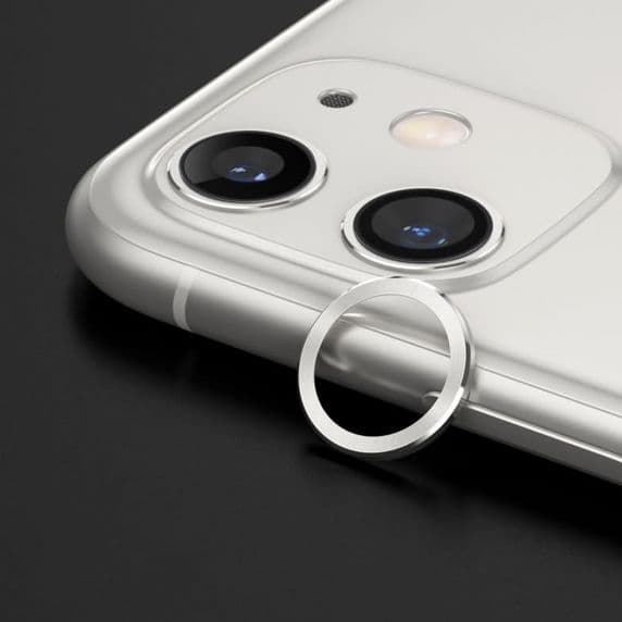 iPhone 12 Lins/Kameraskydd Med Metallram - Vit (2-pack)