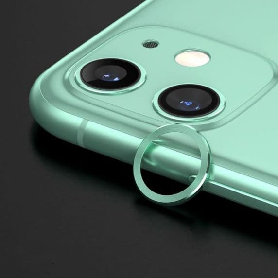 iPhone 12 Lins/Kameraskydd Med Metallram – Grön (2-pack)