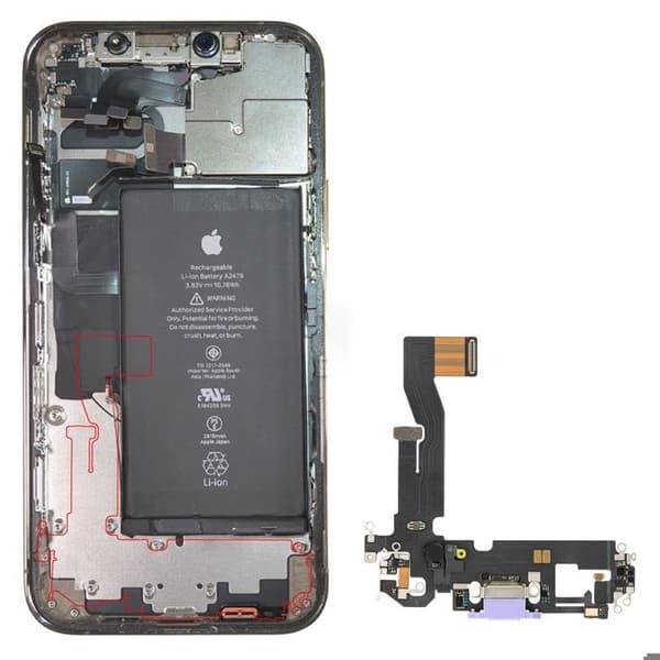 Ersättande iPhone 12 och 12 Pro Lightning laddningskontakt - Lila