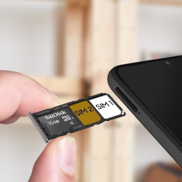 Ersättningsfack för SIM-kort - Samsung Galaxy A32 - Svart - 2 nano SIM-kortplatser och 1 micro-SD-fack