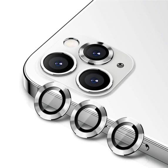 iPhone 12 Pro Lins/Kameraskydd Med Metallram – Vit (3-pack)