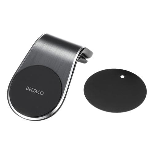 DELTACO magnetisk Smartphonehållare för bil, vinklat luftgallsfäste, svart