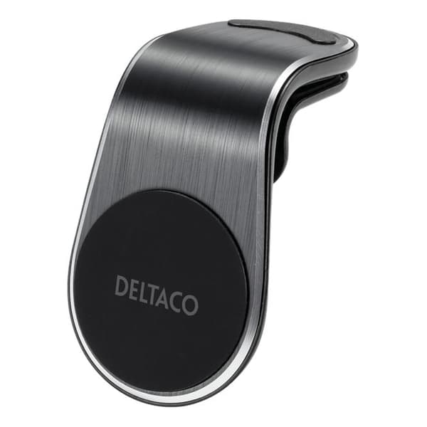 DELTACO magnetisk Smartphonehållare för bil, vinklat luftgallsfäste, svart Svart