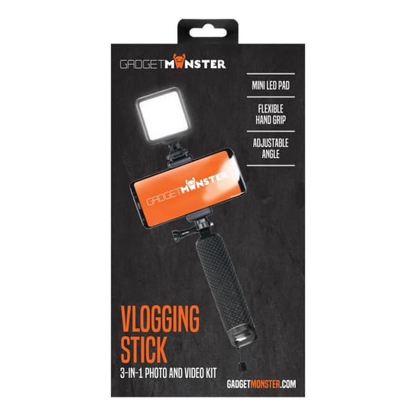 Vlogging Stick, Med LED-belysning