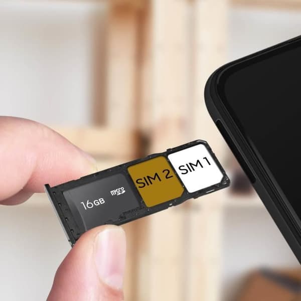 Ersättningsfack för SIM-kort - Samsung Galaxy A03 - Svart - Dual Nano SIM + Micro-SD