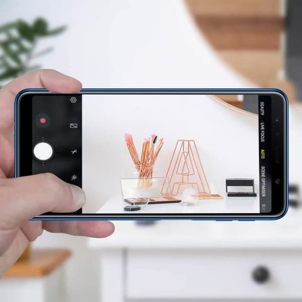 Bakkamera - Samsung - Galaxy A7 2018 - Hög kvalitet - Integrerad anslutningskabel - Svart