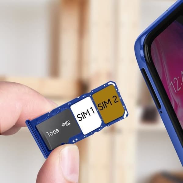 Ersättningsfack för SIM-kort - Samsung Galaxy A70 - Blå - Dual Nano SIM + Micro-SD