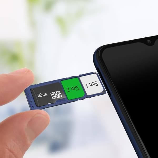 Samsung Galaxy A03s Ersättningsfack för SIM-kort - Blå - Dual Nano SIM + Micro-SD