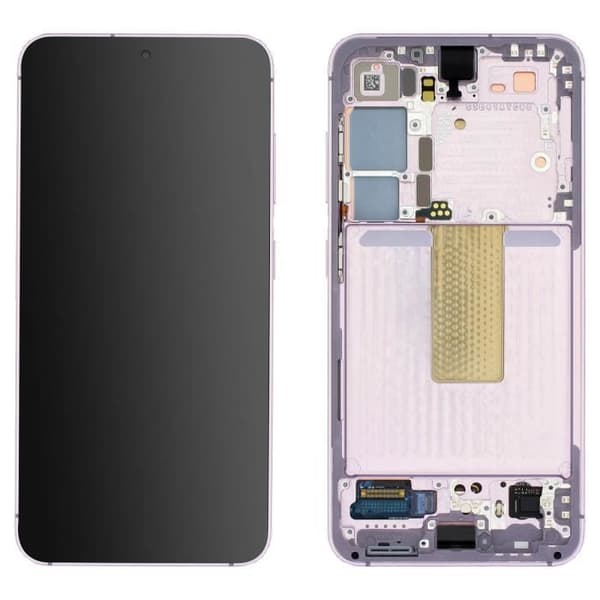 Officiell komplett skärm för Samsung S23 Touch Glass och lavendelchassi