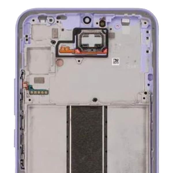 Officiell komplett skärm för Samsung A34 5G Touch Glass och lavendelchassi