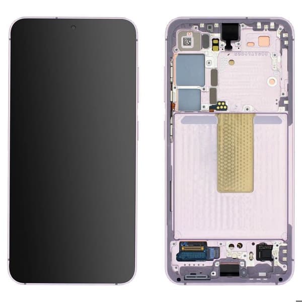 Officiell komplett skärm för Samsung S23 Plus Touch Glass och lavendelchassi