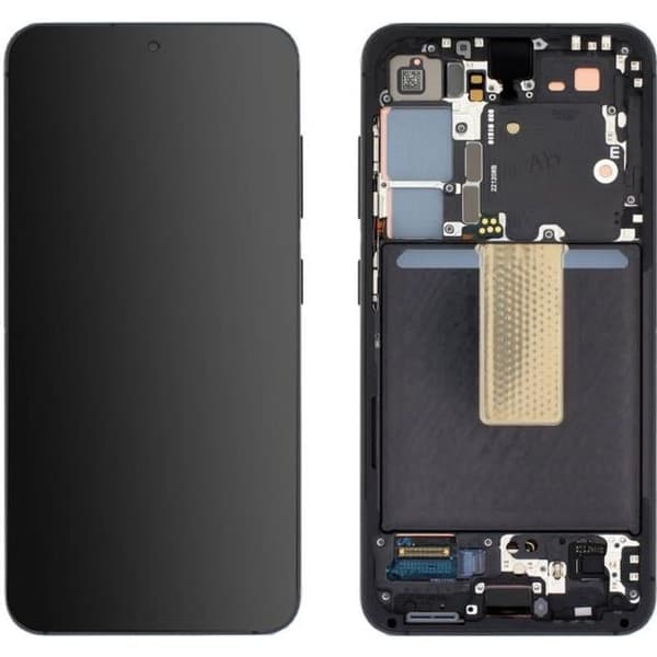Officiell komplett skärm för Samsung S23 Touch Glass och Phantom Black Chassis