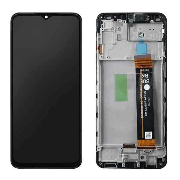 Officiell helskärm för Samsung Galaxy A23 5G Touch Glass och svart chassi