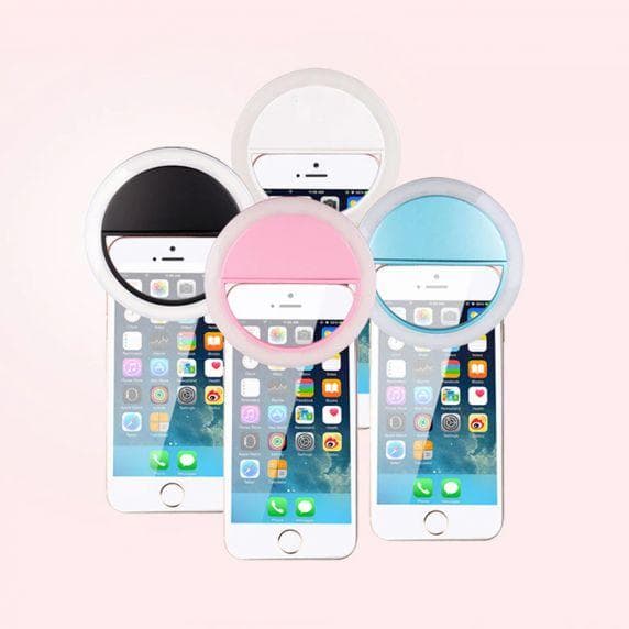 Ringljus/LED-Ring till mobiltelefon - Vit