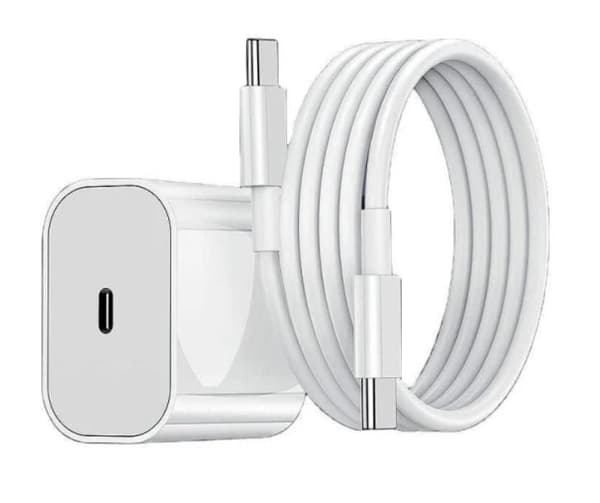 Oplader USB-C kompatibel med iPhone strømadapter 20W + 2m kabel. 1-Pack för USB-C SAMSUNG etc