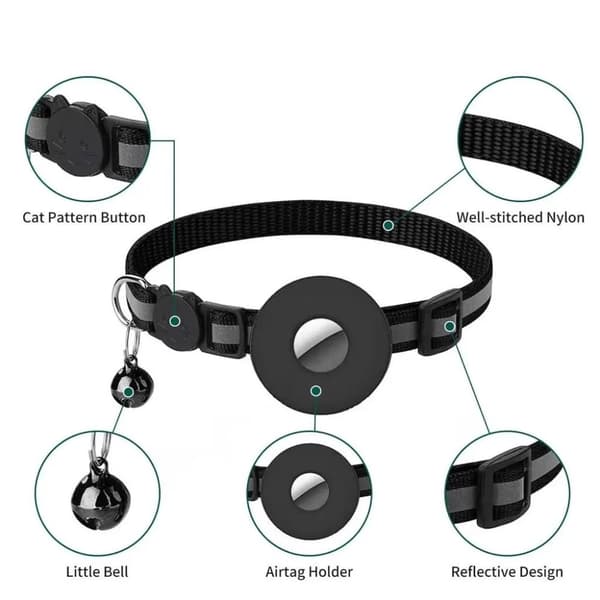 SiGN AirTag halsband för katt & hund - Svart