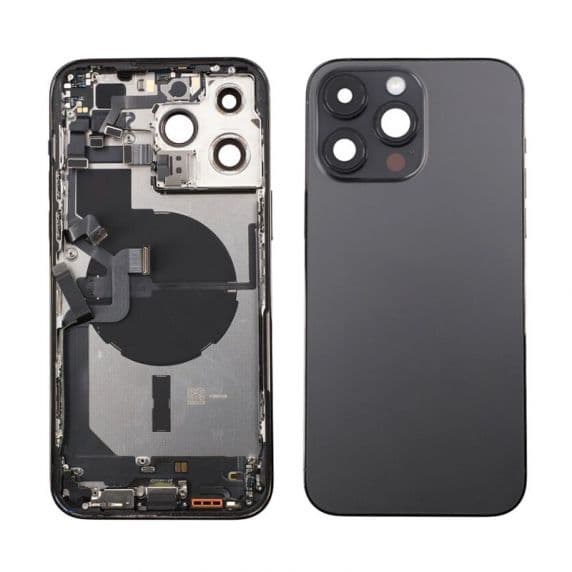 Original iPhone 14 Pro Max Komplett Baksida Med Alla Flex Kablar - Svart