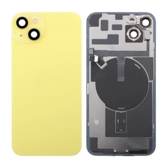 Original iPhone 14 Plus Baksida Glas med lins samt tejp - Gul