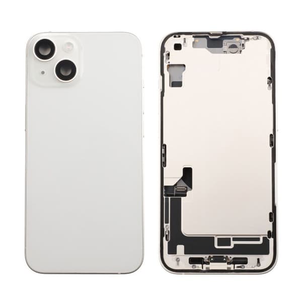 Original iPhone 14 Baksida med Komplett Ram - Vit