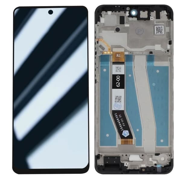 Original Motorola G14 LCD-skärm + pekglas (med ram) Motorola ljusgrå