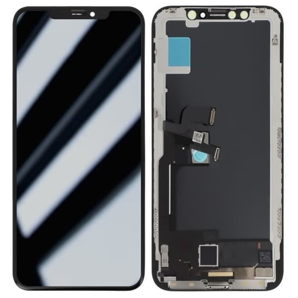 Alcalian LCD-skärm för iPhone XS - AVIZAR - Med svart ram - Härdat glas - Förmonterad - Skärmreparation
