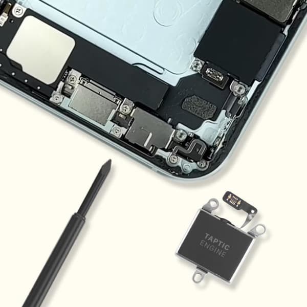 Ersättningsvibrationsmotor för Apple iPhone 15 - AVIZAR - Svart - Inbyggd anslutningskabel - Vikt: 10 g